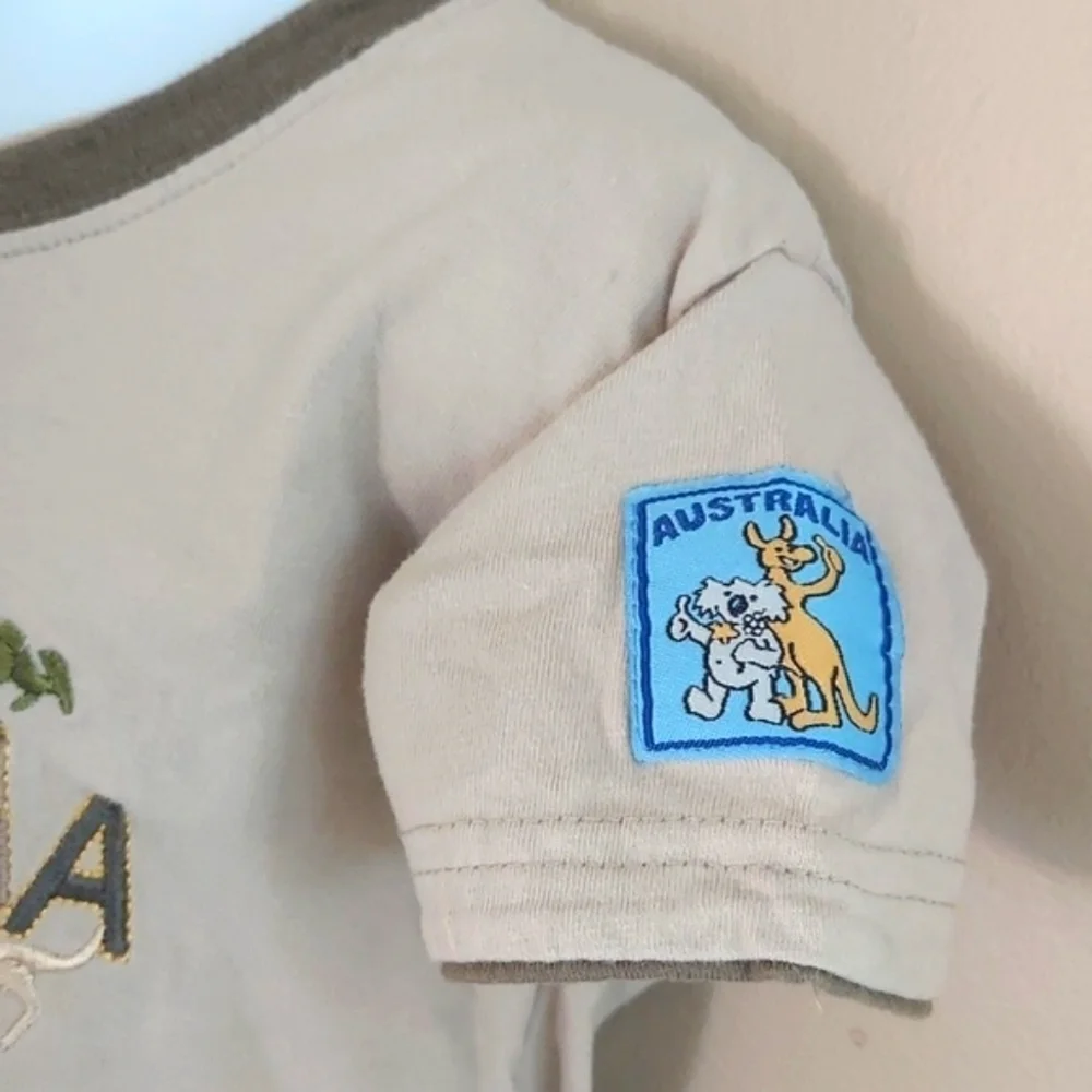 Australian souvenir kids short sleeve tee shirt - khaki green - size 2T/3T